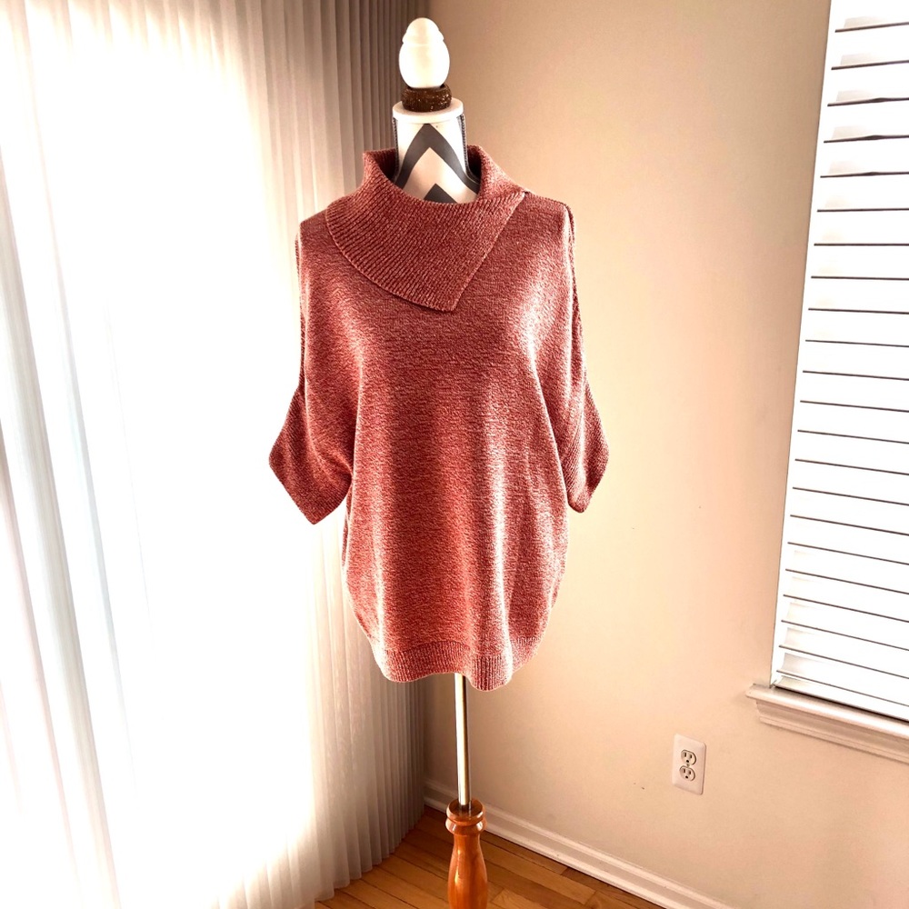 CAbi Foldover Turtleneck Sweater | Orange | Small